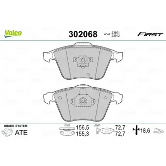 Jeu de 4 plaquettes de frein avant VALEO 302068