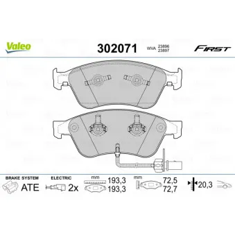 Jeu de 4 plaquettes de frein avant VALEO 302071