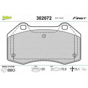 Jeu de 4 plaquettes de frein avant VALEO 302072
