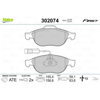 Jeu de 4 plaquettes de frein avant VALEO 302074