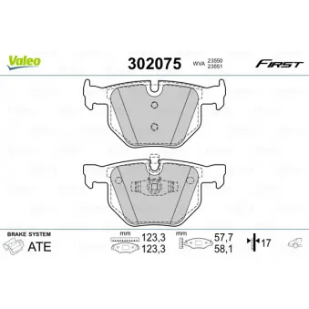 Jeu de 4 plaquettes de frein arrière VALEO 302075