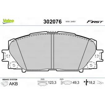 Jeu de 4 plaquettes de frein avant VALEO 302076