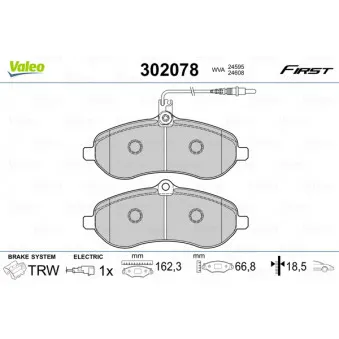 Jeu de 4 plaquettes de frein arrière VALEO 302078