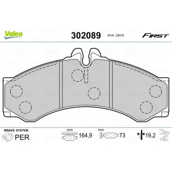Jeu de 4 plaquettes de frein avant VALEO 302089