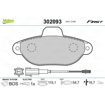 Jeu de 4 plaquettes de frein avant VALEO 302093