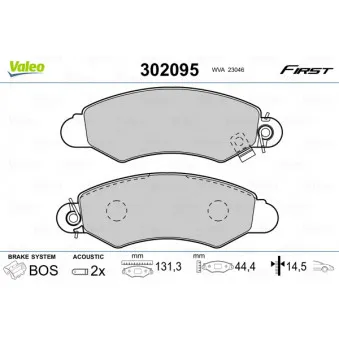 Jeu de 4 plaquettes de frein avant VALEO 302095