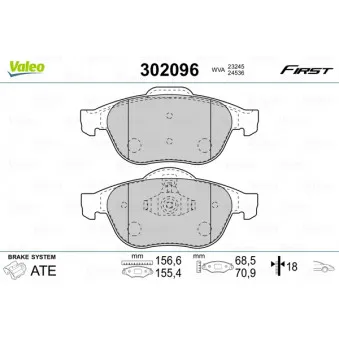 Jeu de 4 plaquettes de frein avant VALEO 302096