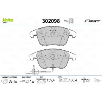 Jeu de 4 plaquettes de frein avant VALEO 302098