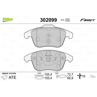 Jeu de 4 plaquettes de frein avant VALEO 302099