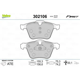 Jeu de 4 plaquettes de frein avant VALEO 302106