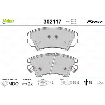 Jeu de 4 plaquettes de frein avant VALEO 302117