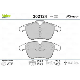 Jeu de 4 plaquettes de frein avant VALEO 302124