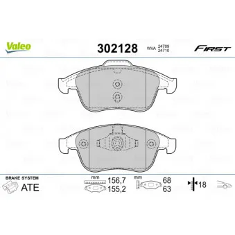 Jeu de 4 plaquettes de frein avant VALEO 302128