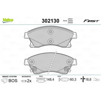 Jeu de 4 plaquettes de frein avant VALEO 302130