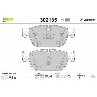 Jeu de 4 plaquettes de frein avant VALEO 302135