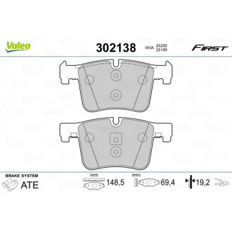 Jeu de 4 plaquettes de frein avant VALEO 302138