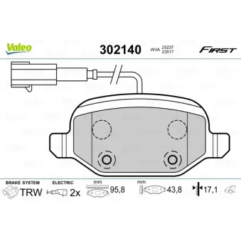 Jeu de 4 plaquettes de frein arrière VALEO 302140
