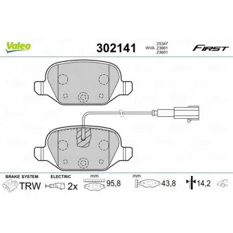 Jeu de 4 plaquettes de frein arrière VALEO 302141