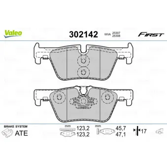Jeu de 4 plaquettes de frein arrière VALEO 302142