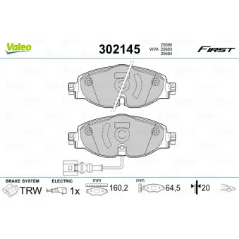 Jeu de 4 plaquettes de frein avant VALEO 302145