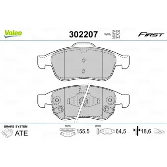 Jeu de 4 plaquettes de frein avant VALEO 302207