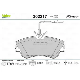 Jeu de 4 plaquettes de frein avant VALEO 302217