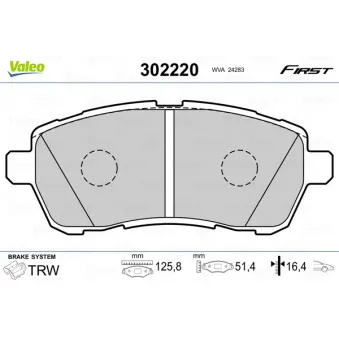 Jeu de 4 plaquettes de frein avant VALEO 302220