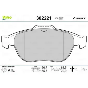 Jeu de 4 plaquettes de frein avant VALEO 302221