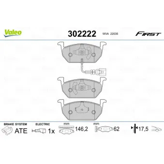 Jeu de 4 plaquettes de frein avant VALEO 302222