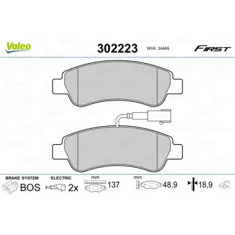 Jeu de 4 plaquettes de frein arrière VALEO 302223