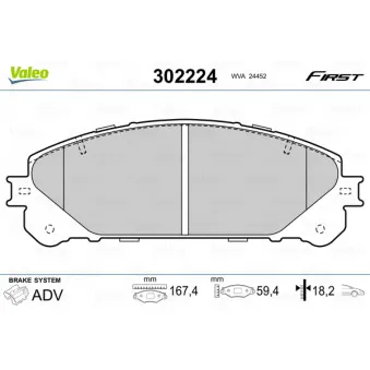 Jeu de 4 plaquettes de frein avant VALEO 302224