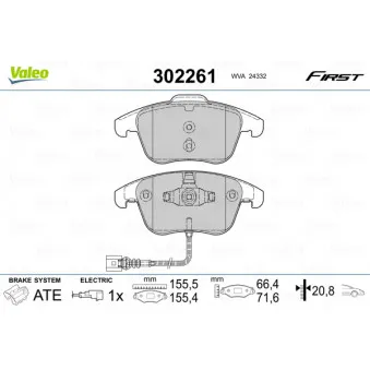 Jeu de 4 plaquettes de frein avant VALEO 302261