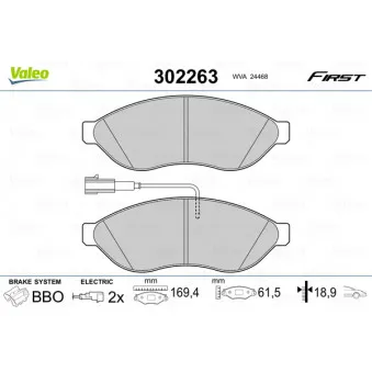 Jeu de 4 plaquettes de frein avant VALEO 302263