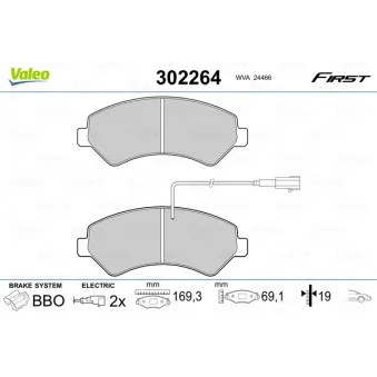 Jeu de 4 plaquettes de frein avant VALEO 302264