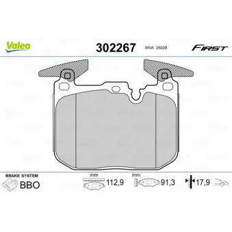 Jeu de 4 plaquettes de frein avant VALEO 302267