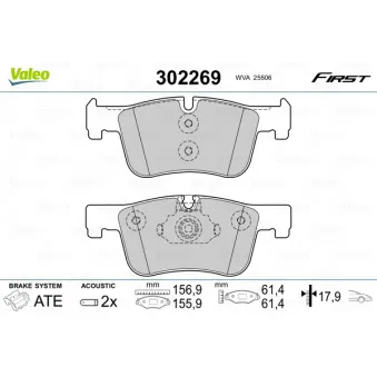 Jeu de 4 plaquettes de frein avant VALEO 302269