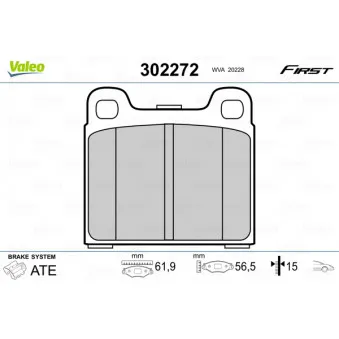 Jeu de 4 plaquettes de frein avant VALEO 302272