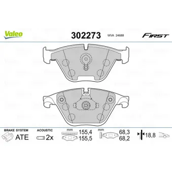 Jeu de 4 plaquettes de frein avant VALEO 302273