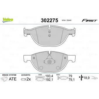 Jeu de 4 plaquettes de frein avant VALEO 302275
