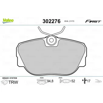 Jeu de 4 plaquettes de frein avant VALEO 302276
