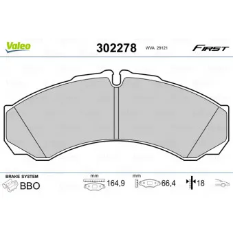 Jeu de 4 plaquettes de frein avant VALEO 302278