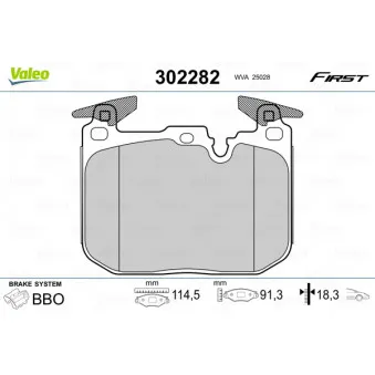 Jeu de 4 plaquettes de frein avant VALEO 302282