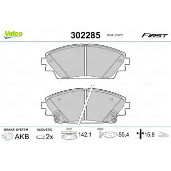 Jeu de 4 plaquettes de frein avant VALEO 302285
