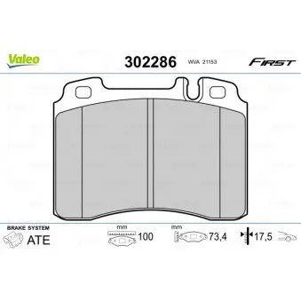 Jeu de 4 plaquettes de frein avant VALEO 302286