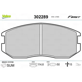 Jeu de 4 plaquettes de frein avant VALEO 302289
