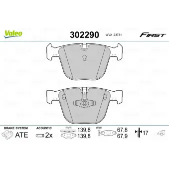 Jeu de 4 plaquettes de frein arrière VALEO 302290