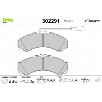 Jeu de 4 plaquettes de frein arrière VALEO 302291