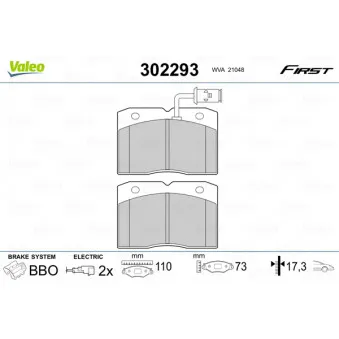Jeu de 4 plaquettes de frein avant VALEO 302293