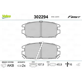 Jeu de 4 plaquettes de frein arrière VALEO 302294