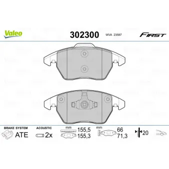 Jeu de 4 plaquettes de frein avant VALEO 302300